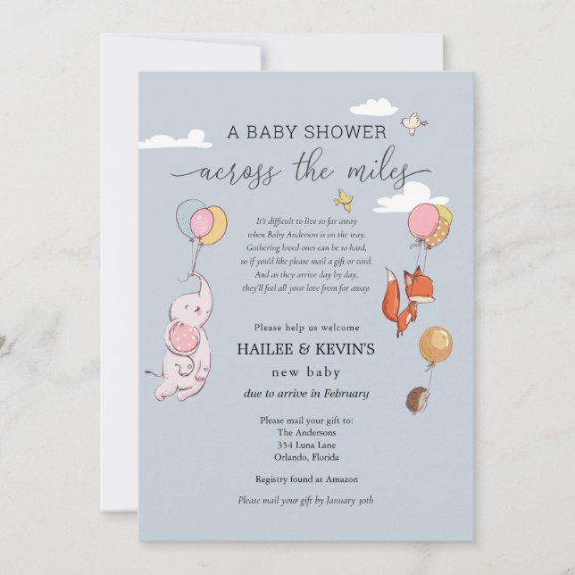 Baby Shower Across the Miles Invitation (Front)
