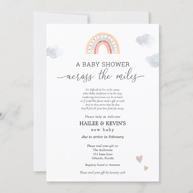Baby Shower Across the Miles Invitation (Front)