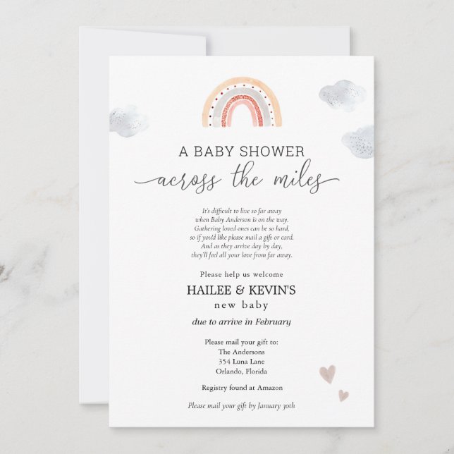 Baby Shower Across the Miles Invitation (Front)