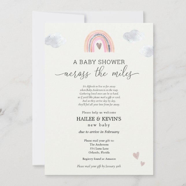 Baby Shower Across the Miles Invitation (Front)