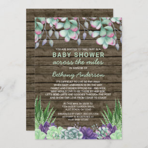 Baby Shower Across the Miles Rustic Succulents Invitation