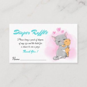 Baby Shower activity Diaper Raffle ticket cute cat