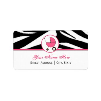Baby Shower Address Label - Zebra Print And Pink by thepinkschoolhouse at Zazzle
