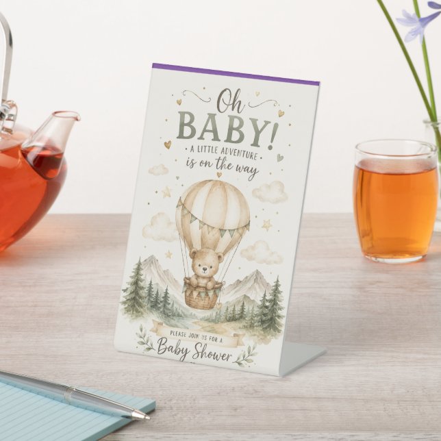 Baby Shower Adventure Invitation Pedestal Sign (In SItu)