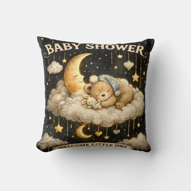 Baby Shower Adventure Throw Pillow (Front)