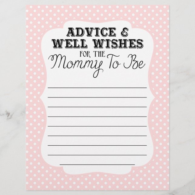 Baby Shower Advice and Wishes for Mommy to be (Front)