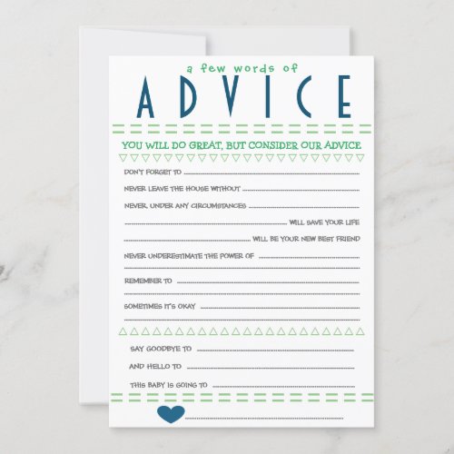 Baby Shower Advice Card