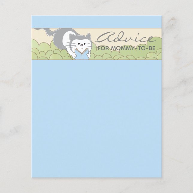 Baby Shower Advice Card "Blue Cat Storybook" (Front)