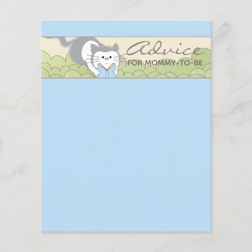 Baby Shower Advice Card Blue Cat Storybook