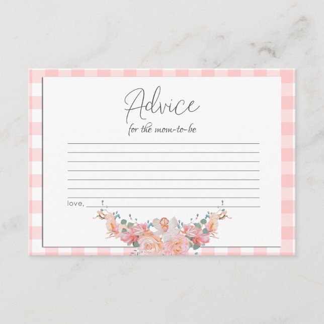 Baby Shower Advice Card | BOHO Baby Shower Coral (Front)