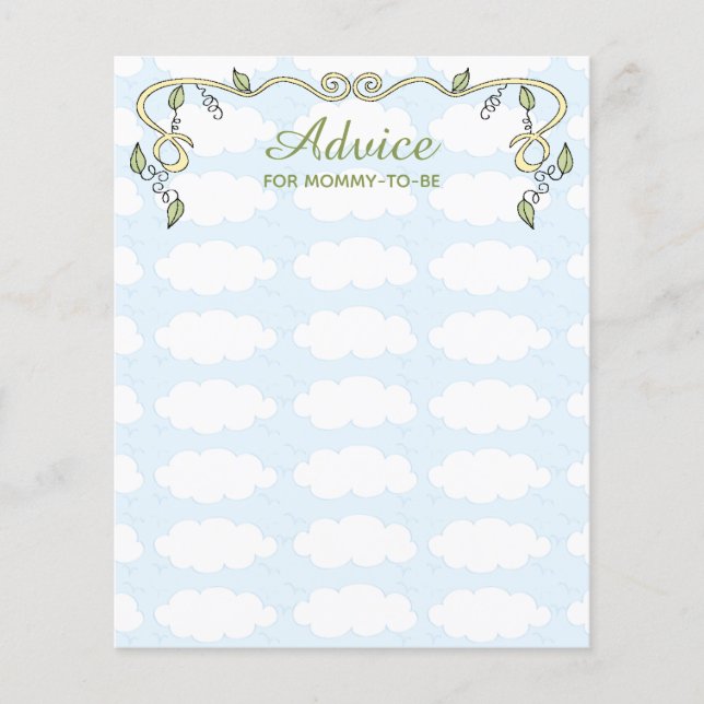 Baby Shower Advice Card "Castle in the Sky/Yellow" (Front)