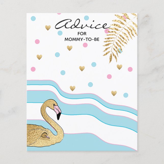 Baby Shower Advice Card "Flamingo Mommy & Baby" (Front)