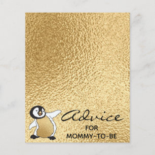 Baby Shower Advice Card "Gold Baby Penguin"