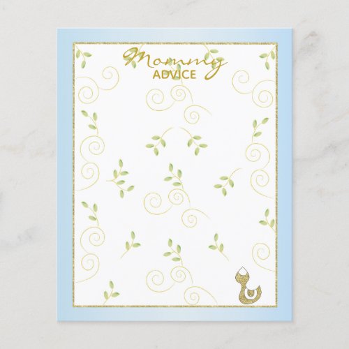 Baby Shower Advice Card Gold Blue Birds