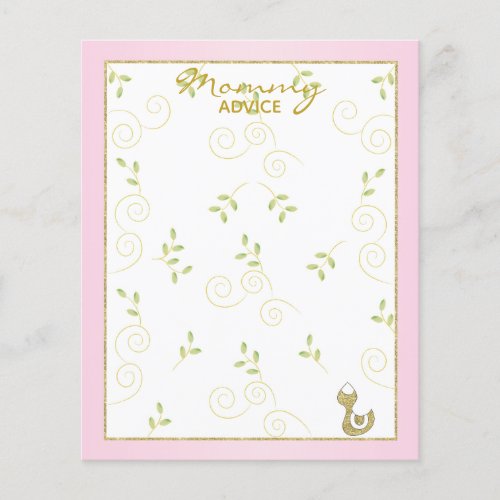 Baby Shower Advice Card Gold Pink Birds