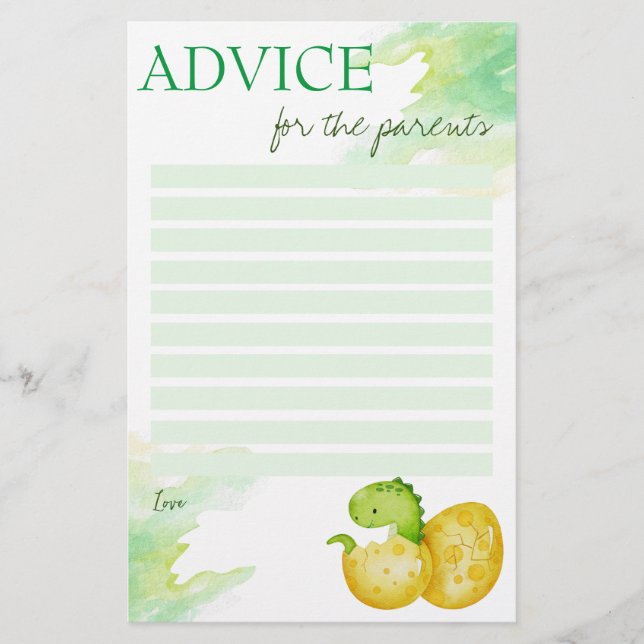 Baby shower advice card hatching soon dino egg (Front)
