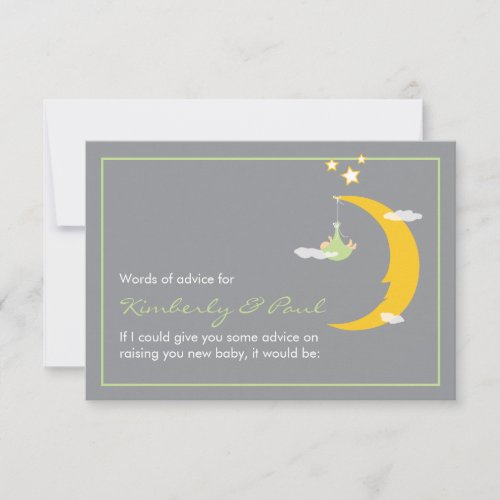 Baby Shower Advice Card Moon and Stars