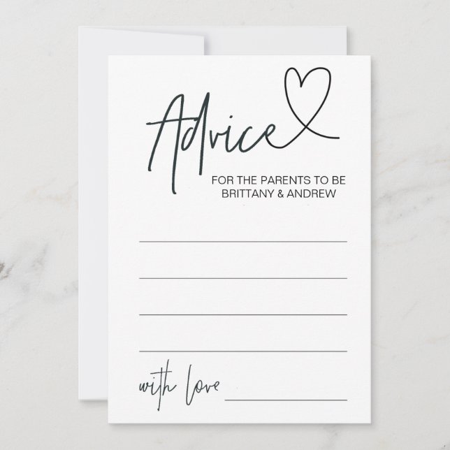 Baby Shower Advice Card Personalized (Front)