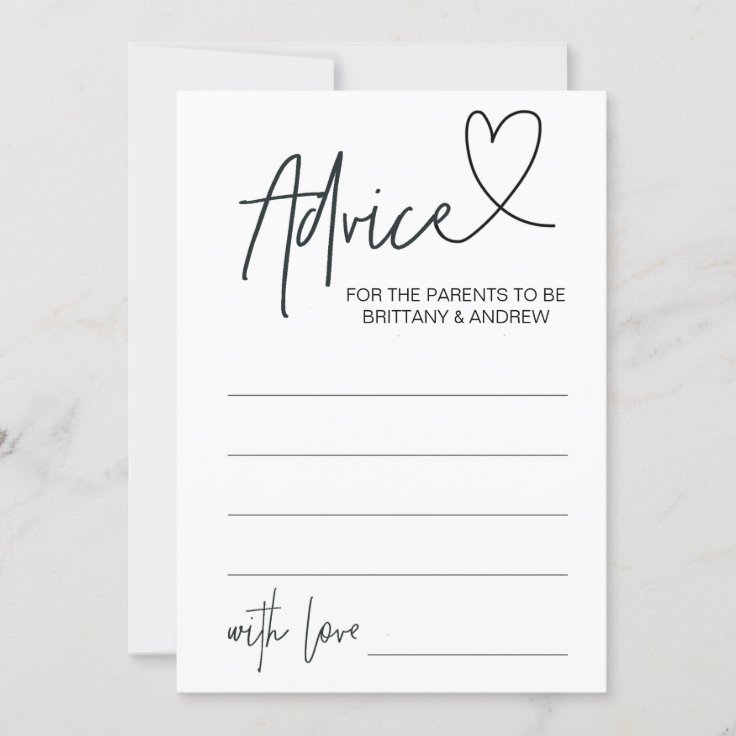 Baby Shower Advice Card Personalized Zazzle