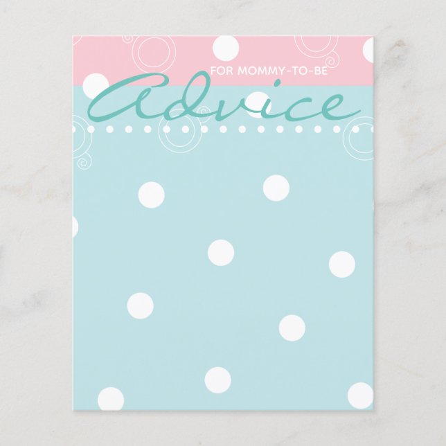 Baby Shower Advice Card "Pink & Blue Baby" (Front)