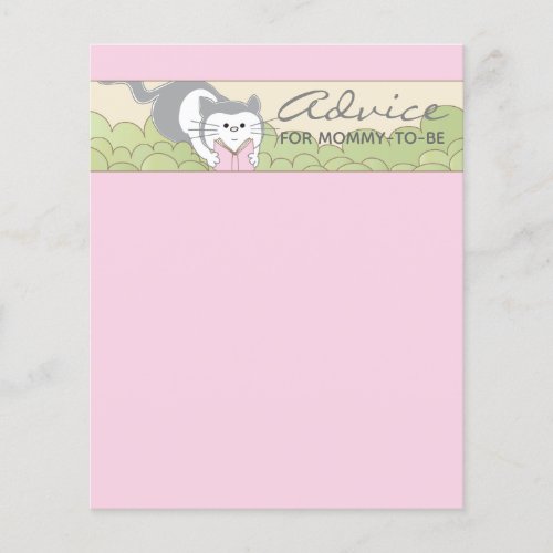 Baby Shower Advice Card Pink Cat Storybook