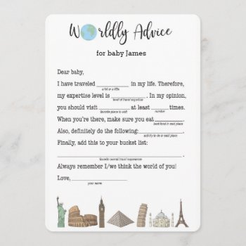 Baby Shower Advice Card- Travel Themed Invitation by AestheticJourneys at Zazzle
