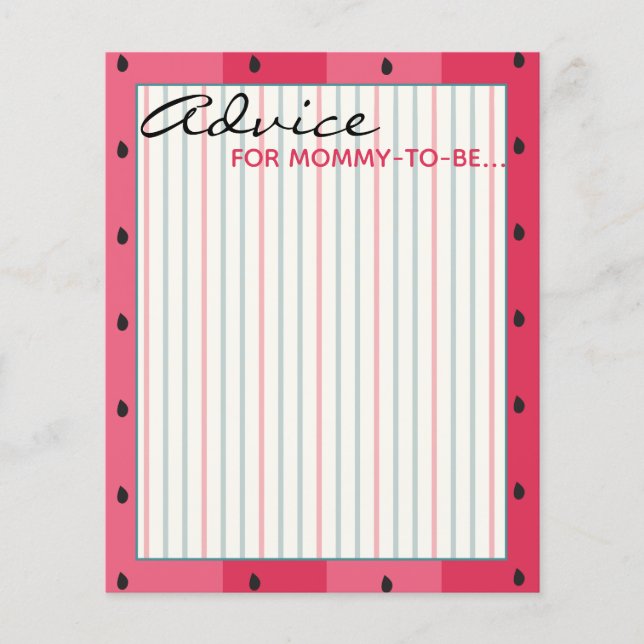 Baby Shower Advice Card "Umbrella Watermelon" (Front)