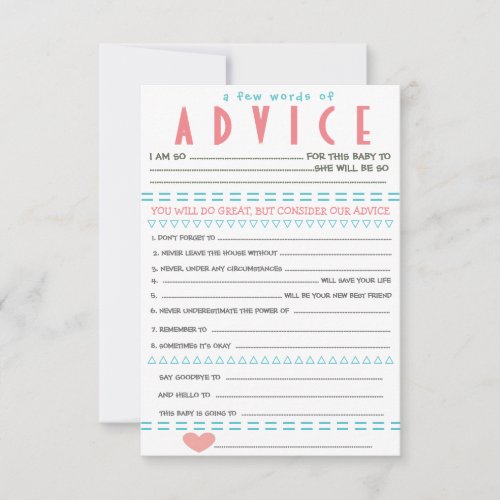 Baby Shower Advice Cards