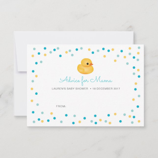 Baby Shower Advice Cards | Rubber Duck (Front)