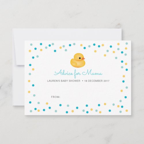 Baby Shower Advice Cards  Rubber Duck