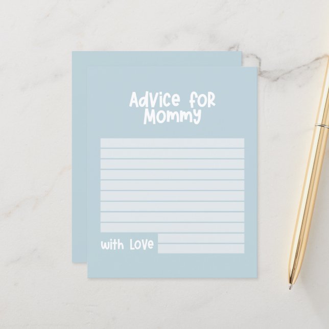 Baby shower advice for mommy modern baby blue (Front/Back In Situ)