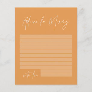 Baby shower advice for mommy modern stylish orange