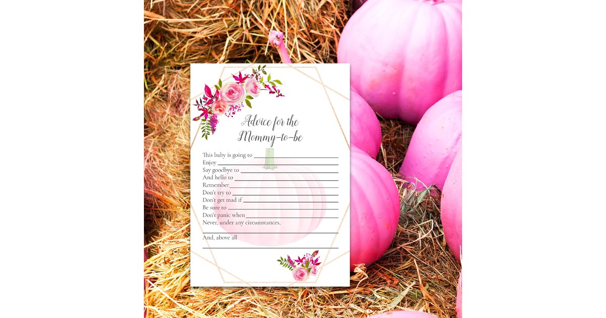 Baby Shower Advice for Mommy to Be Pumpkin Florals Invitation | Zazzle