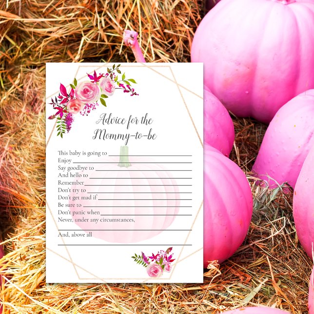 Baby Shower Advice for Mommy to Be Pumpkin Florals Invitation (Creator Uploaded)
