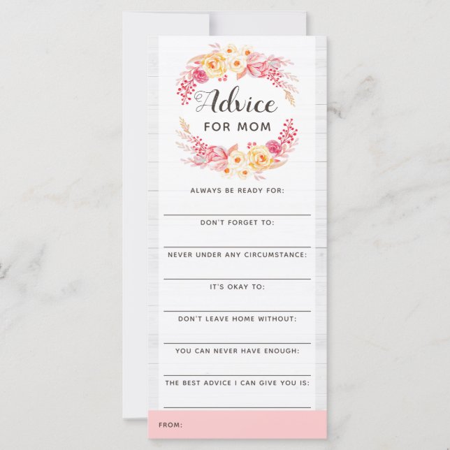 Baby Shower Advice Game Shabby Chic Rustic Floral (Front)