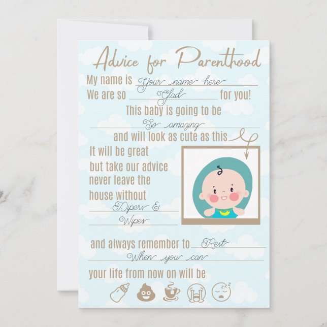 Baby shower advice  note card (Back)