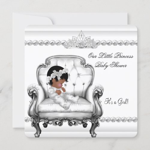 Baby Shower African American Princess Girl Chair Invitation