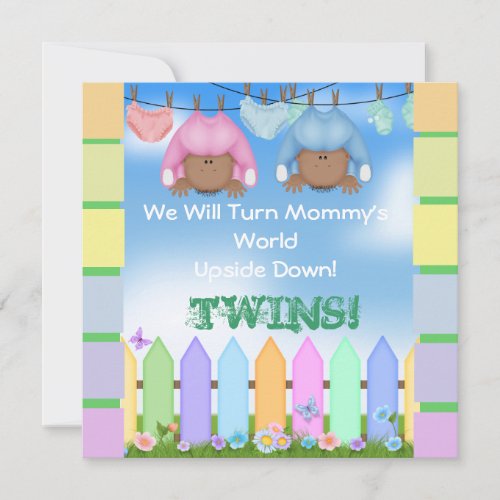 BABY SHOWER AFRICAN AMERICAN TWIN BOY &amp; GIRL ANNOUNCEMENTS