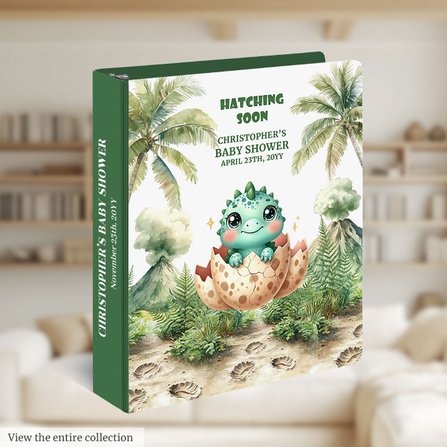 Baby Shower Album Personalized Hatching Soon Dino  3 Ring Binder (Baby Shower Album Personalized Hatching Soon Dino 3 ring binder)