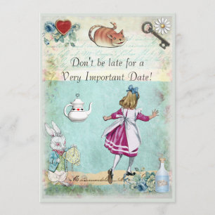 Baby Shower Alice in Wonderland Don't Be Late Invitation