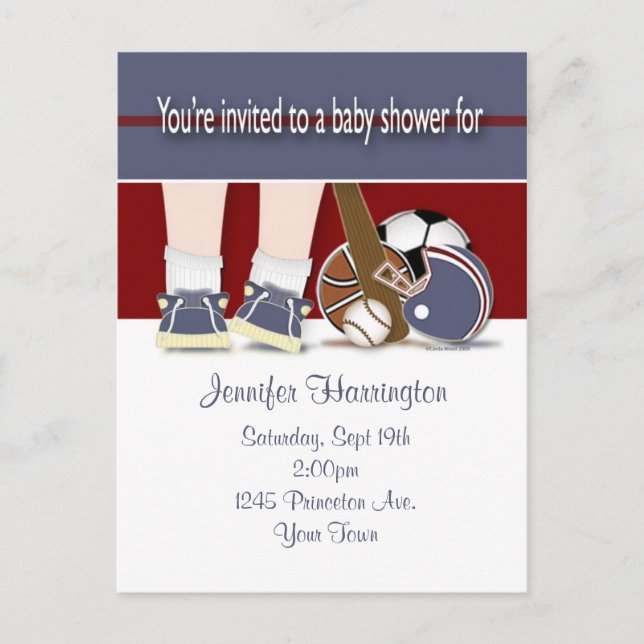 Baby Shower All Sports Invitation Template (Front)