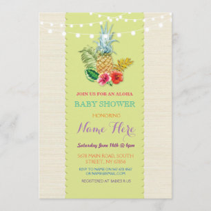 Baby Shower Aloha Luau Pineapple Invite