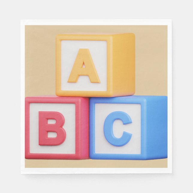 Baby Shower - Alphabet Blocks Luncheon Napkins (Front)