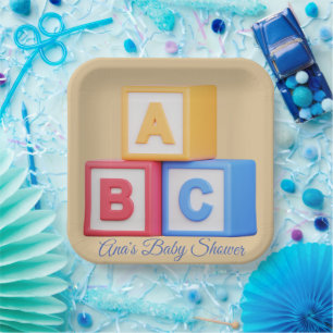 Baby Shower - Alphabet Blocks Luncheon Paper Plates