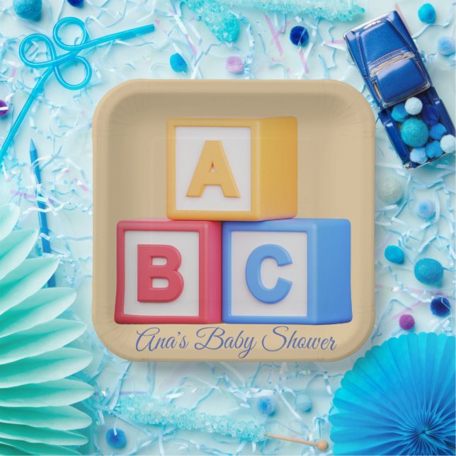 Baby Shower - Alphabet Blocks Luncheon Paper Plates (Party)