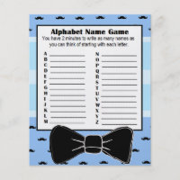 Baby Shower Alphabet Name BINGO Game  Mustache Flyer