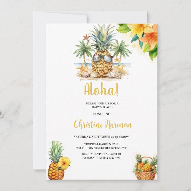 baby shower ananas party on the beach invitation (Front)
