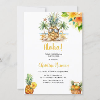 baby shower ananas party on the beach invitation