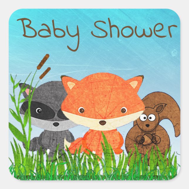 Baby Shower Animal Woodland Creature Sticker (Front)
