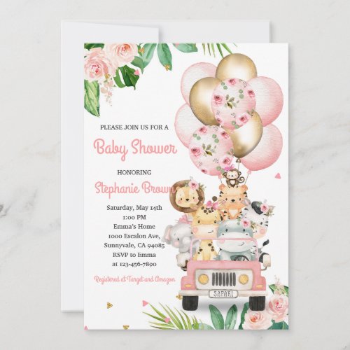 Baby Shower Animals Balloons Invitation